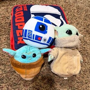 Star Wars Plush Set - Kylo Ren / Stormtrooper pillow, Grogu / Baby Yoda, R2D2
